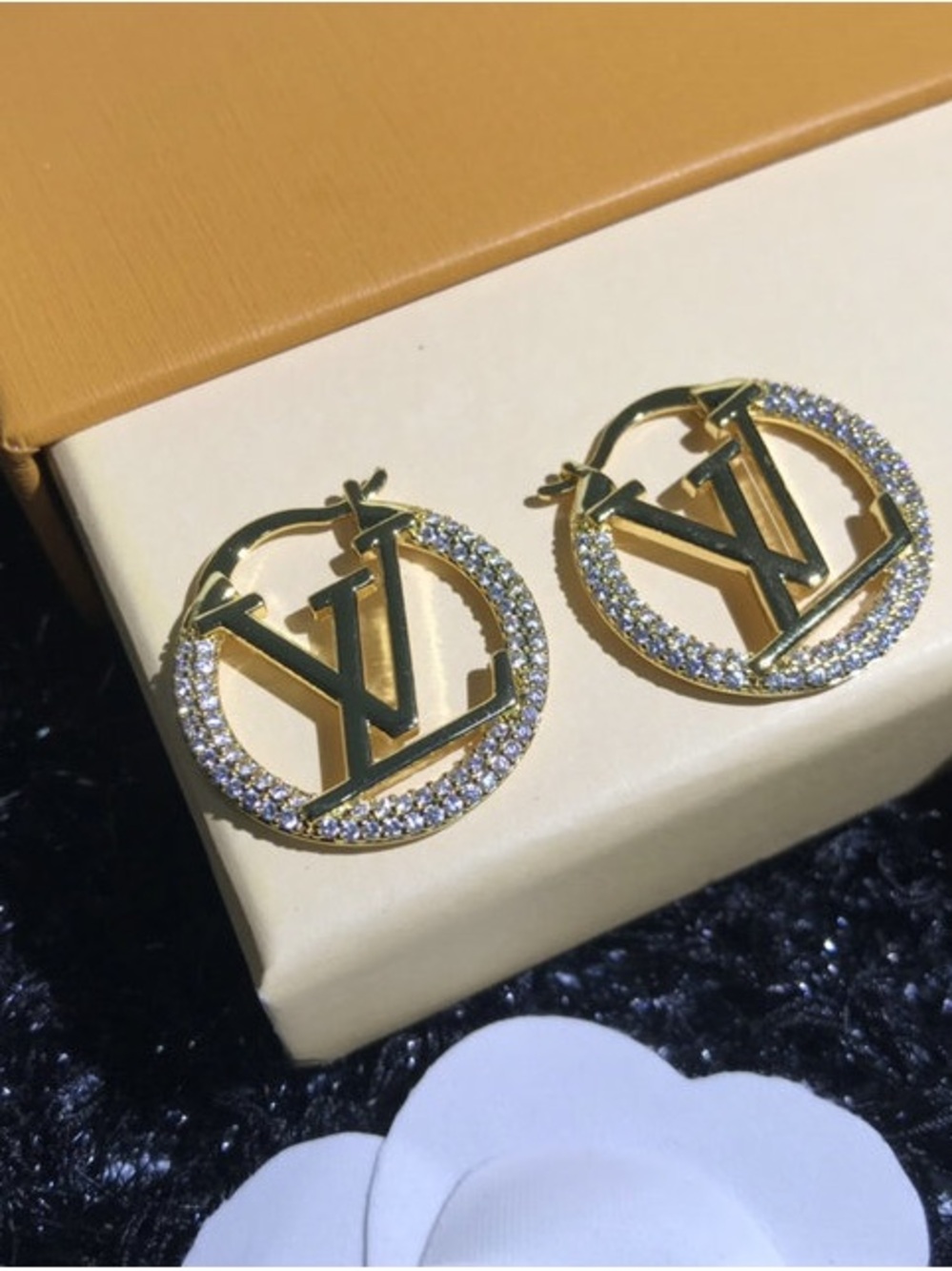 Fashion Jewelry Gold Crystal Round Earrings